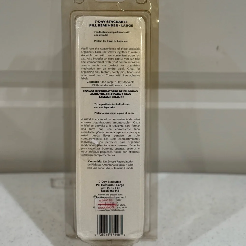 Ezy Dose Clear 7-Day Stackable Pill Reminder ~ Large ~ NEW
